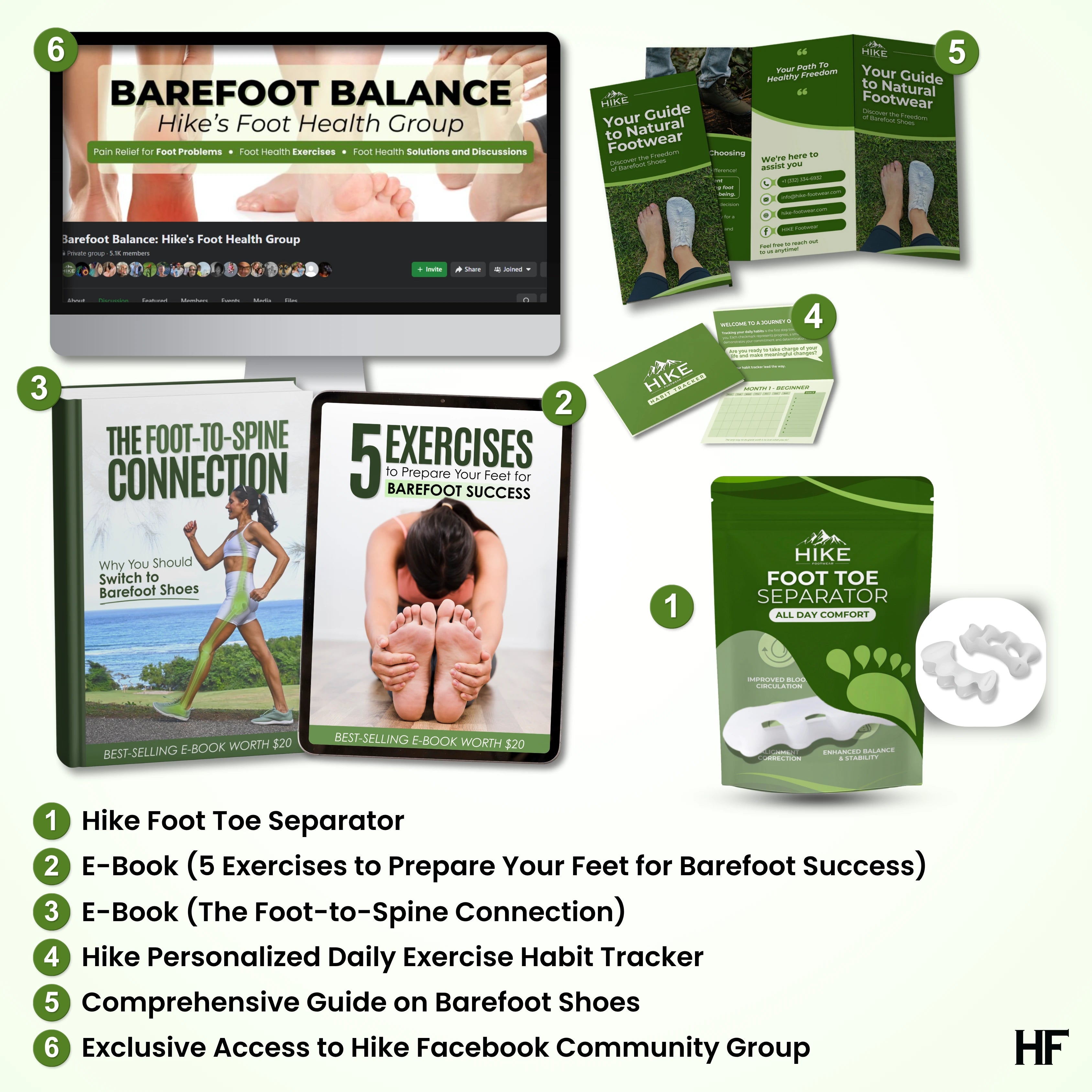 HIKE Foot Toe Separator -  Achieve Healthy Toes, Correct Bunions, Hammer Toes, and Relieve Foot Pain